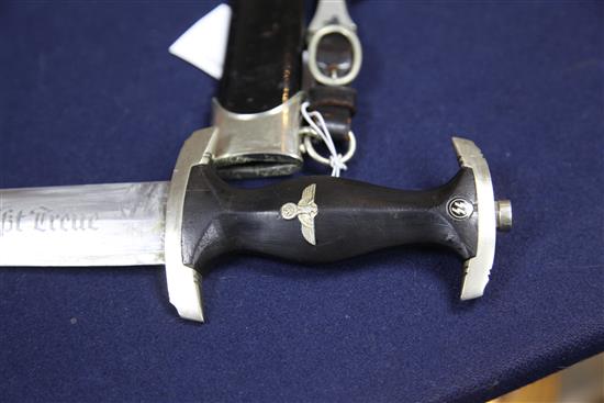 A Third Reich SS dagger with hanger, 15in.